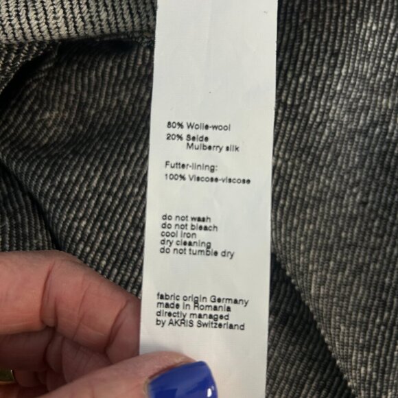 Akris Punto Marla Black Diagonal Tweed Wool Silk Pants Size 6 NWT - Picture 3 of 11